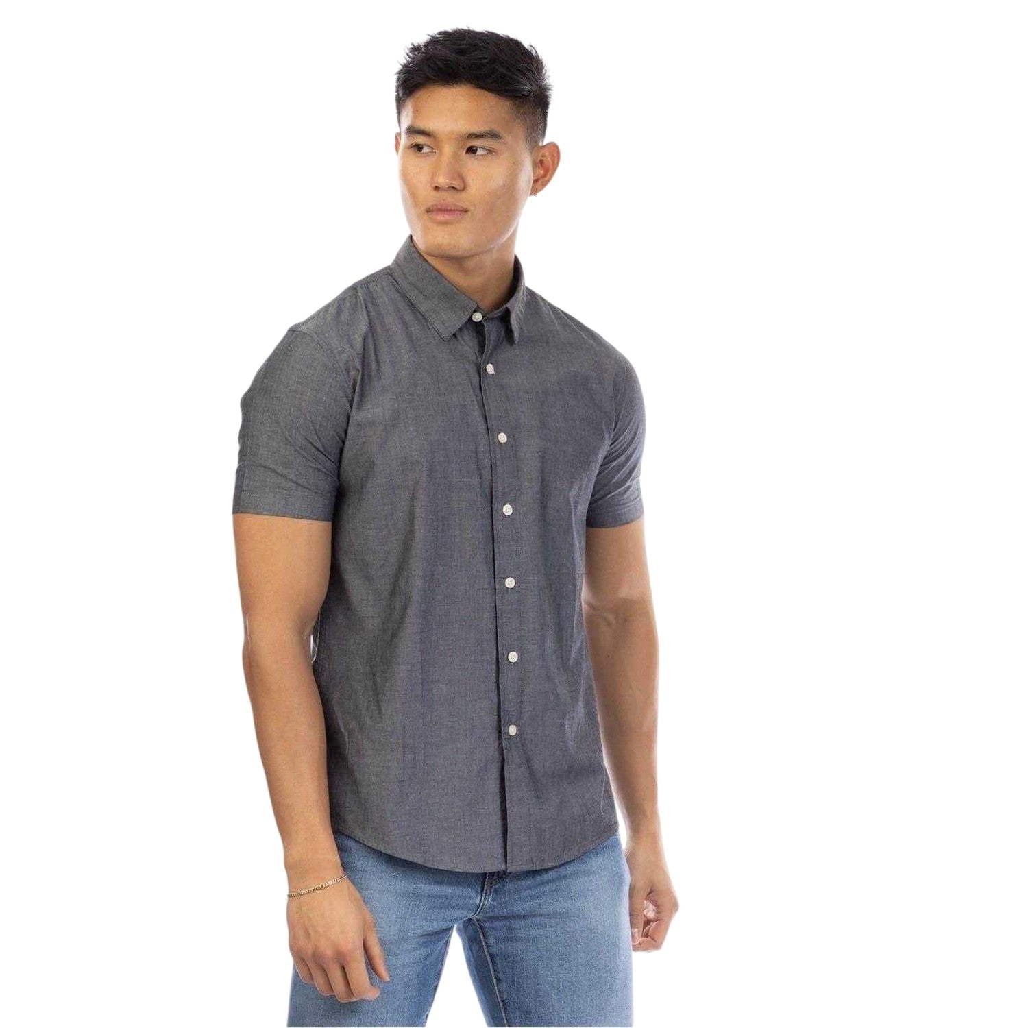 Charcoal - Front - Peter Werth Mens Collared Regular Short-Sleeved Shirt