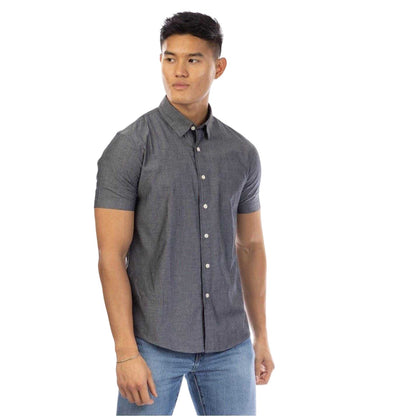 Charcoal - Front - Peter Werth Mens Collared Regular Short-Sleeved Shirt