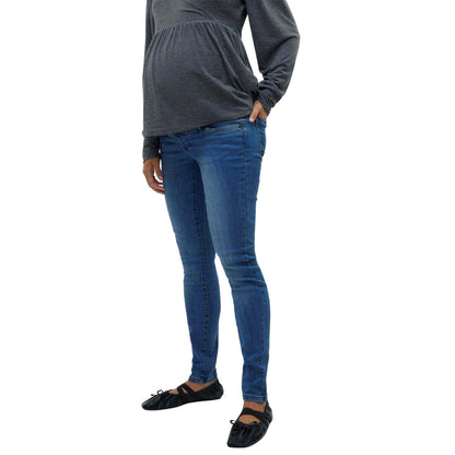 Denim Blue - Side - Mamalicious Womens-Ladies Mila Maternity Jeans