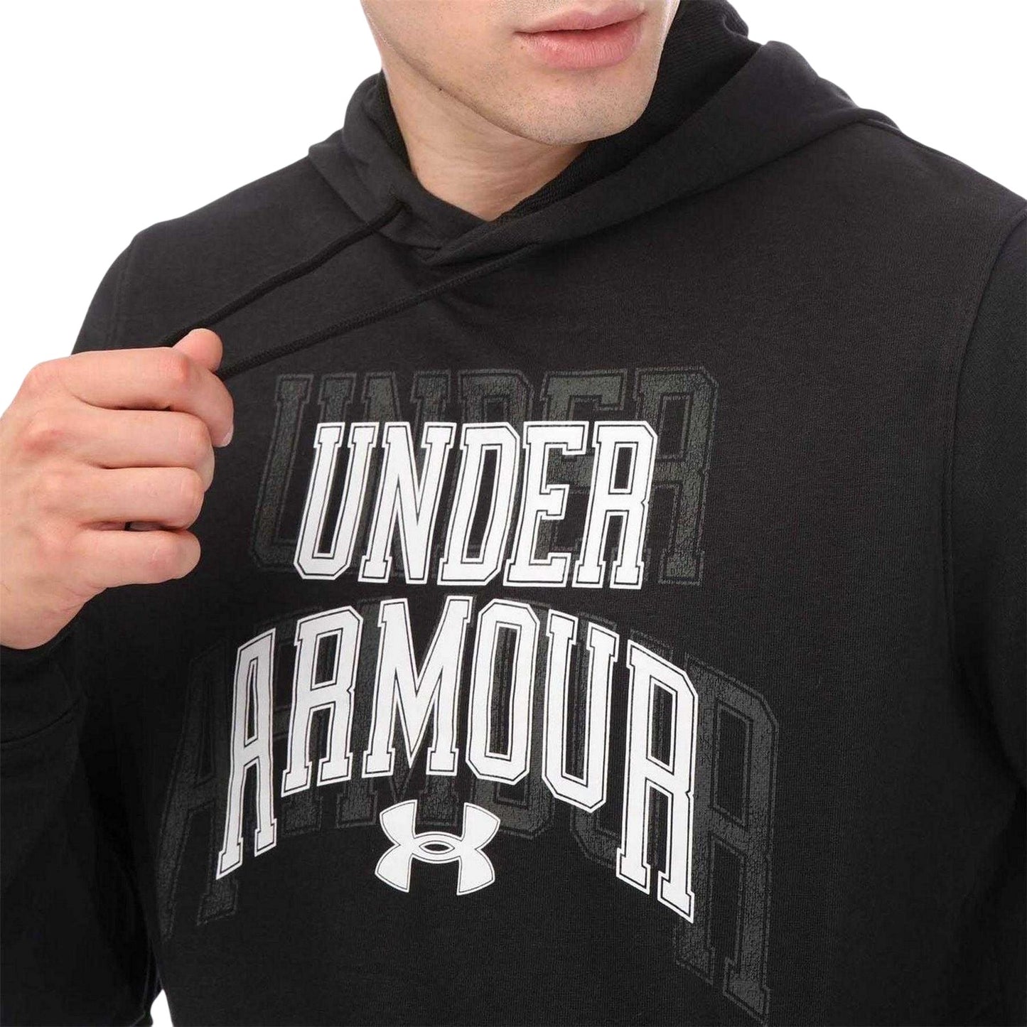 Black - Side - Under Armour Mens Rival Terry Hoodie