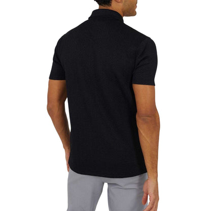 Jet Black - Back - Brave Soul Mens Textured Short-Sleeved Polo Shirt