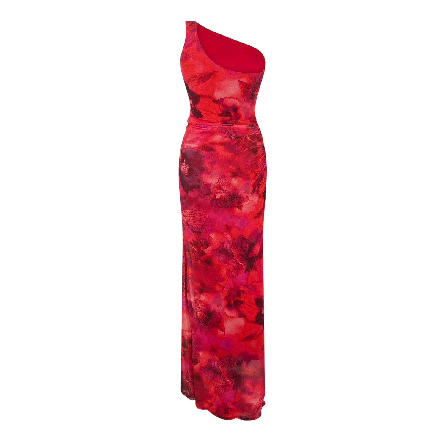 Red - Back - I Saw It First Womens-Ladies Flowers Mesh Maxi Dress