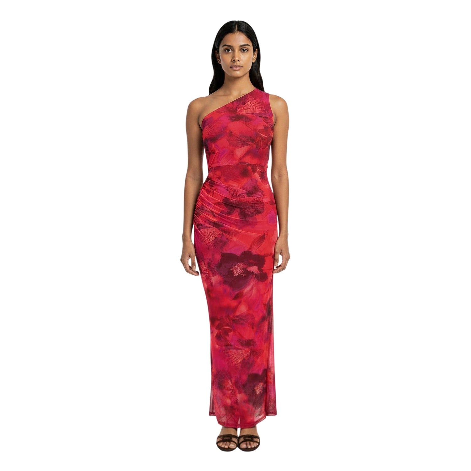 Red - Lifestyle - I Saw It First Womens-Ladies Flowers Mesh Maxi Dress