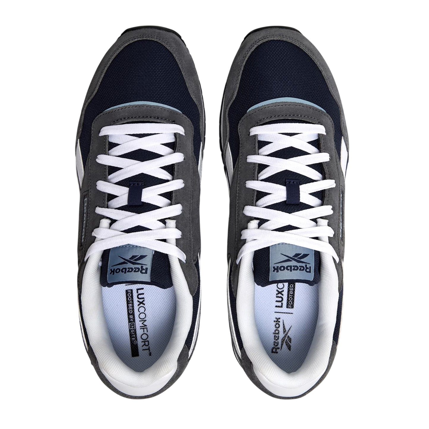 Navy-Grey - Side - Reebok Childrens-Kids Glide Logo Trainers