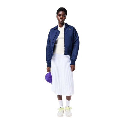 White - Side - Lacoste Womens-Ladies Knitted Ribbed Polo Shirt