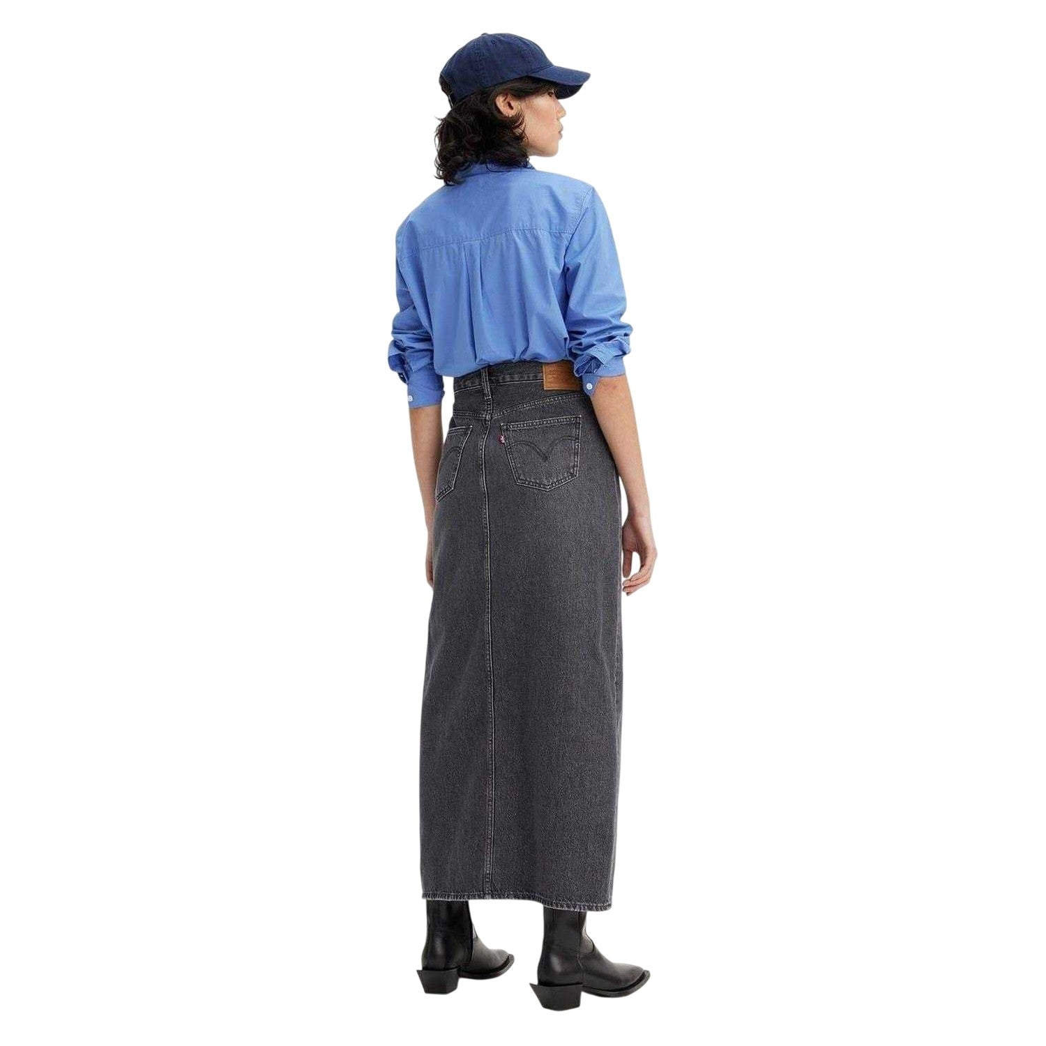 Black - Back - Levis Womens-Ladies Denim High Waist Maxi Skirt