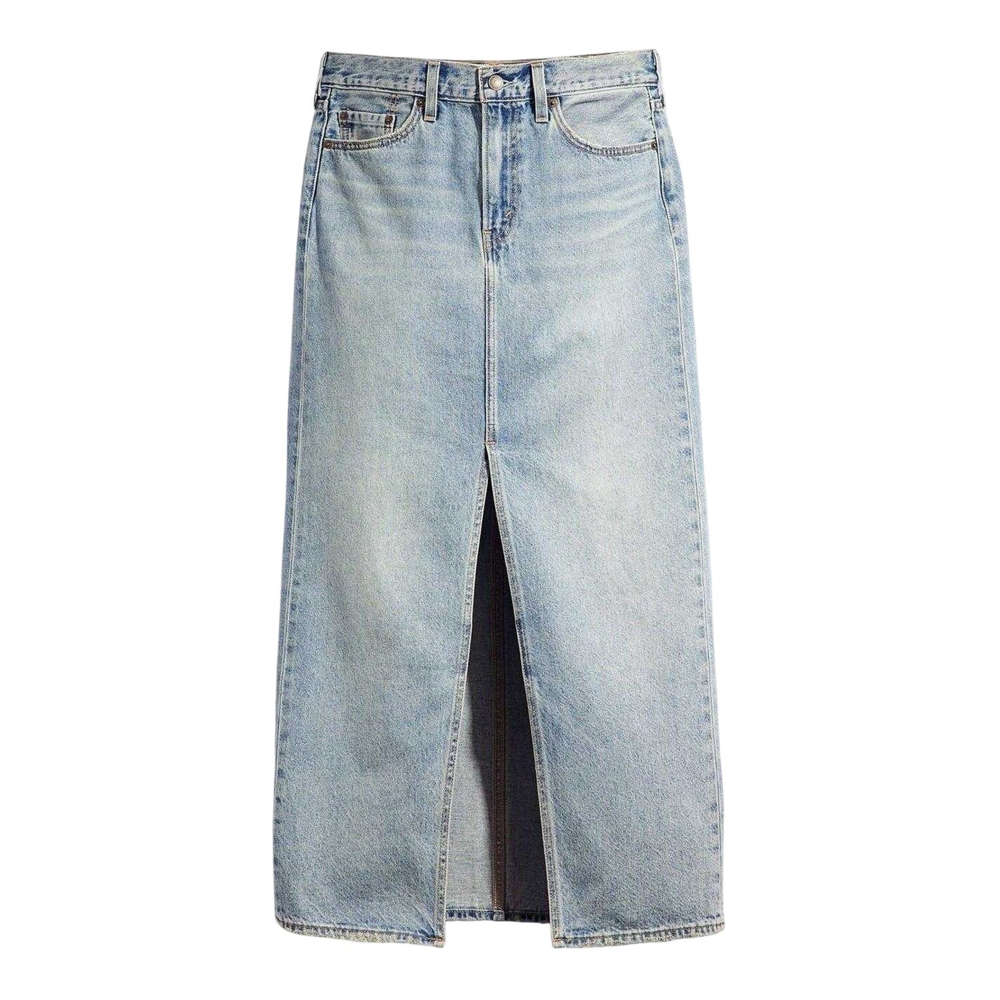 Blue - Front - Levis Womens-Ladies Denim High Waist Maxi Skirt