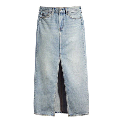 Blue - Front - Levis Womens-Ladies Denim High Waist Maxi Skirt