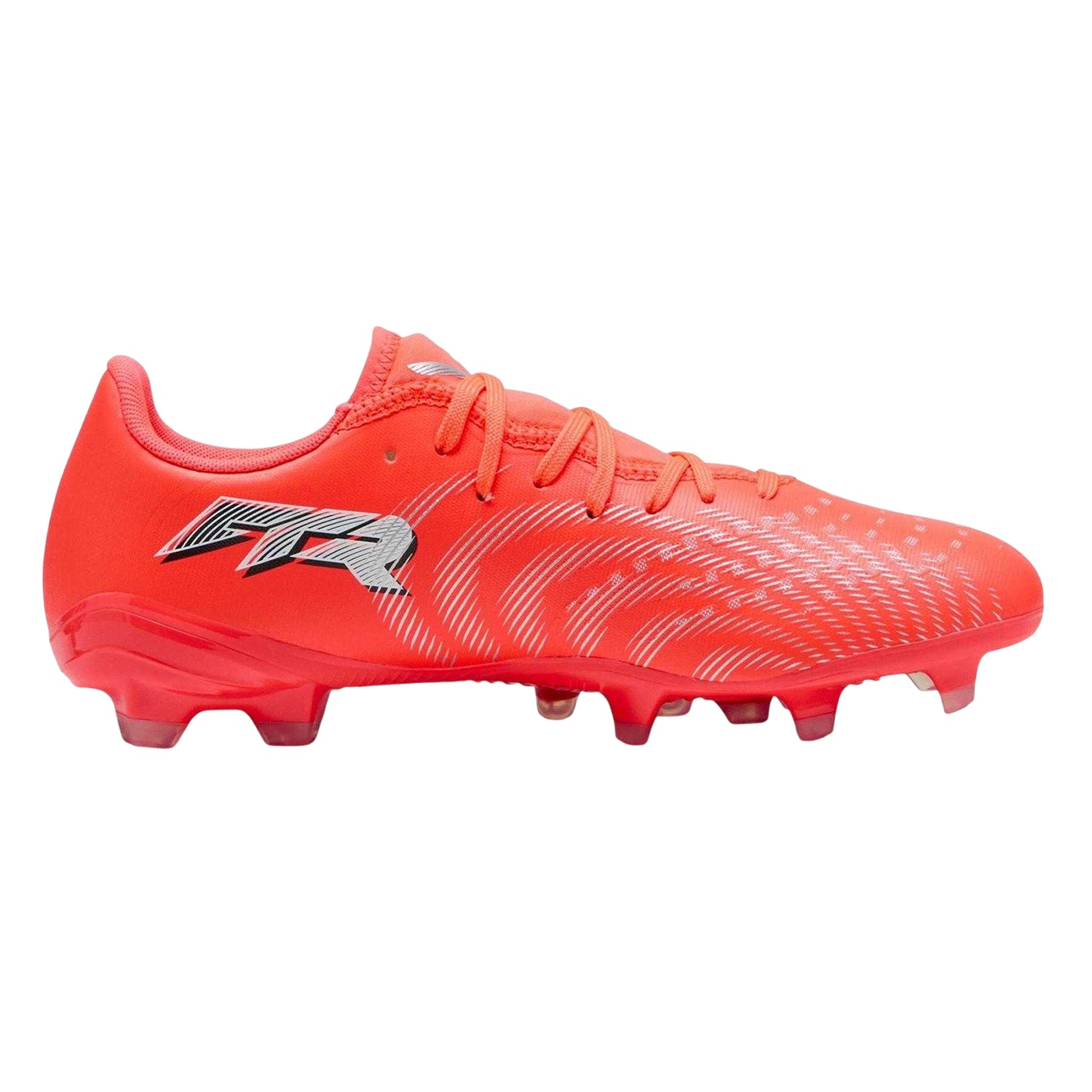 Red-Silver - Front - Puma Womens-Ladies Future 9 Play Firm Ground Football Boots
