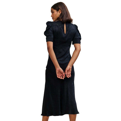 Black - Back - Nobody's Child Womens-Ladies Moira Crew Neck Puff Sleeve Midi Dress
