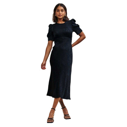 Black - Front - Nobody's Child Womens-Ladies Moira Crew Neck Puff Sleeve Midi Dress