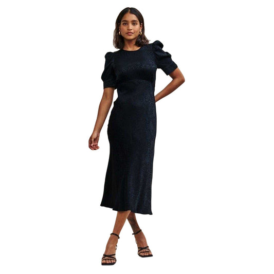 Black - Front - Nobody's Child Womens-Ladies Moira Crew Neck Puff Sleeve Midi Dress