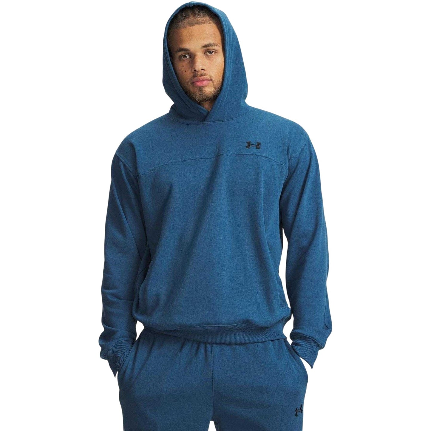 Blue-Black - Front - Under Armour Mens Rival Hoodie