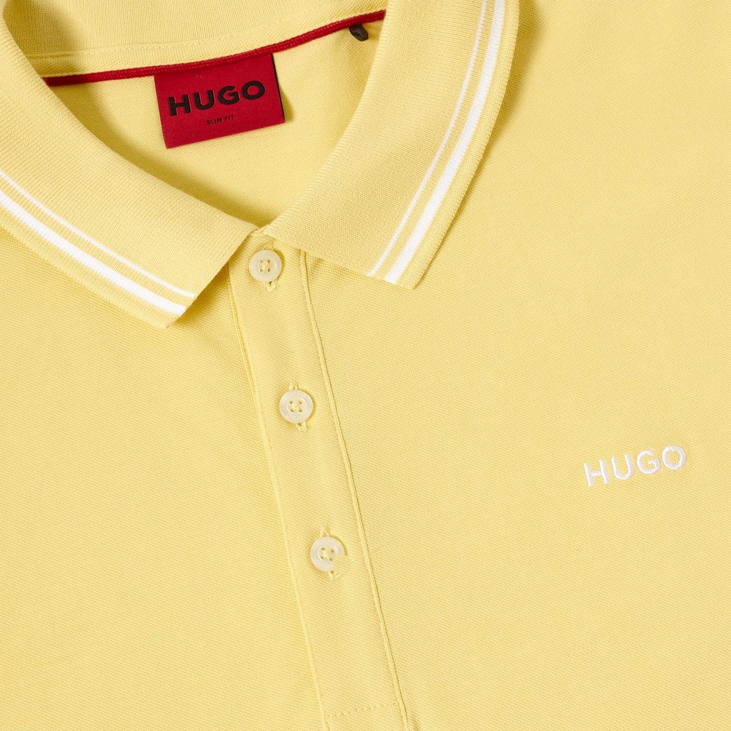 Yellow - Side - Hugo Boss Mens Collared Polo Shirt