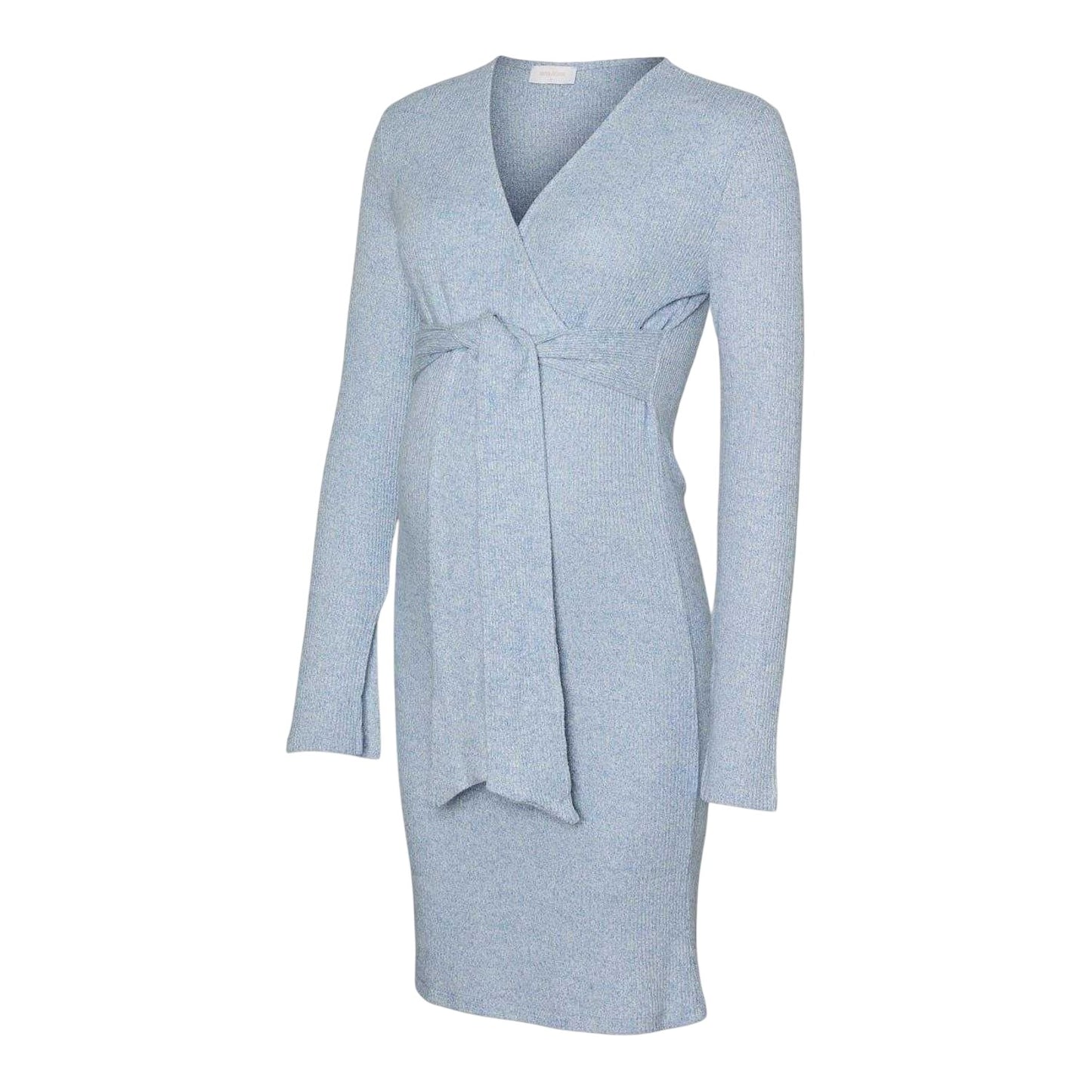 Copen Blue - Front - Mamalicious Womens-Ladies Mlaniset Maternity Long-Sleeved Wrap Dress