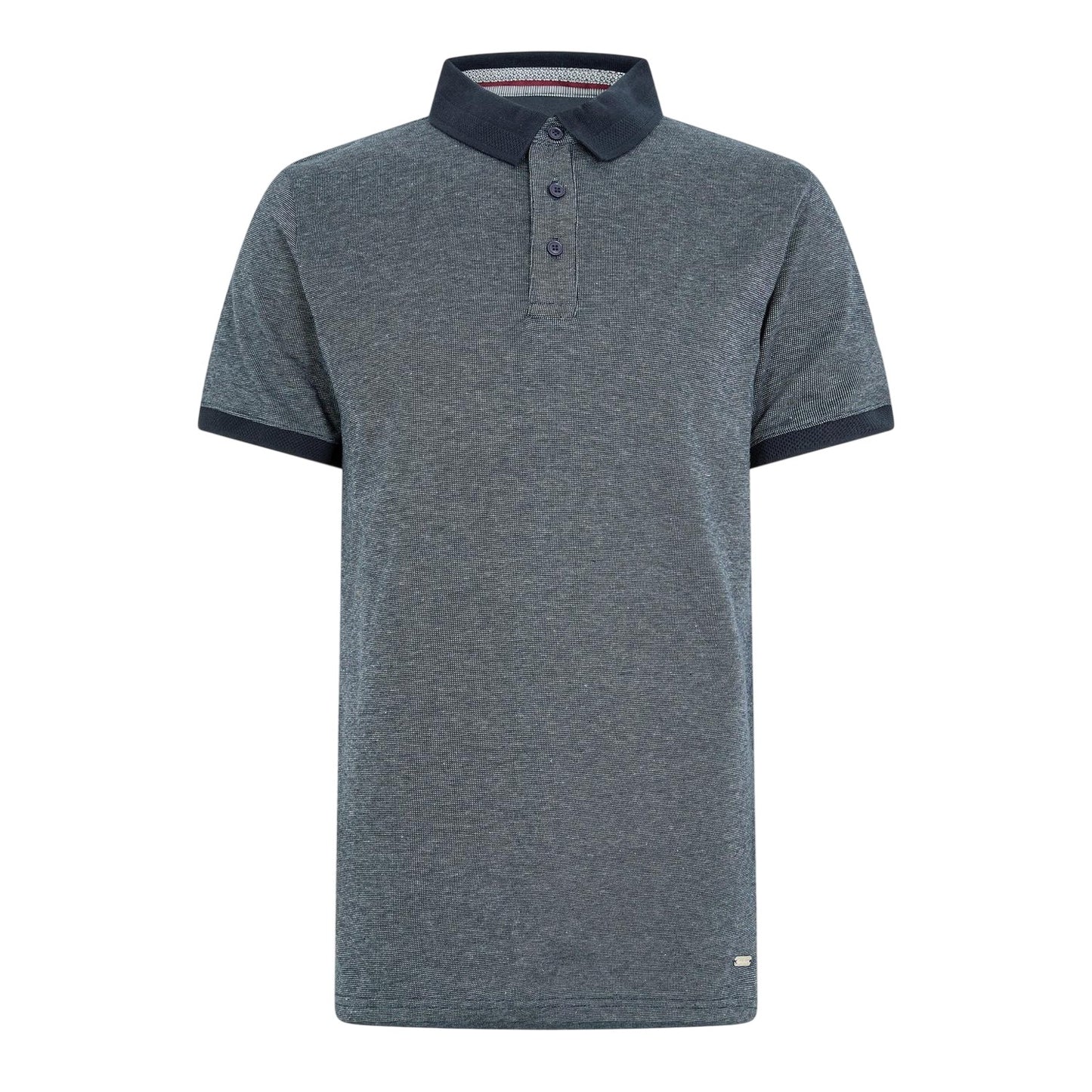Navy - Front - Threadbare Mens Textured Ribbed Collar Polo Shirt
