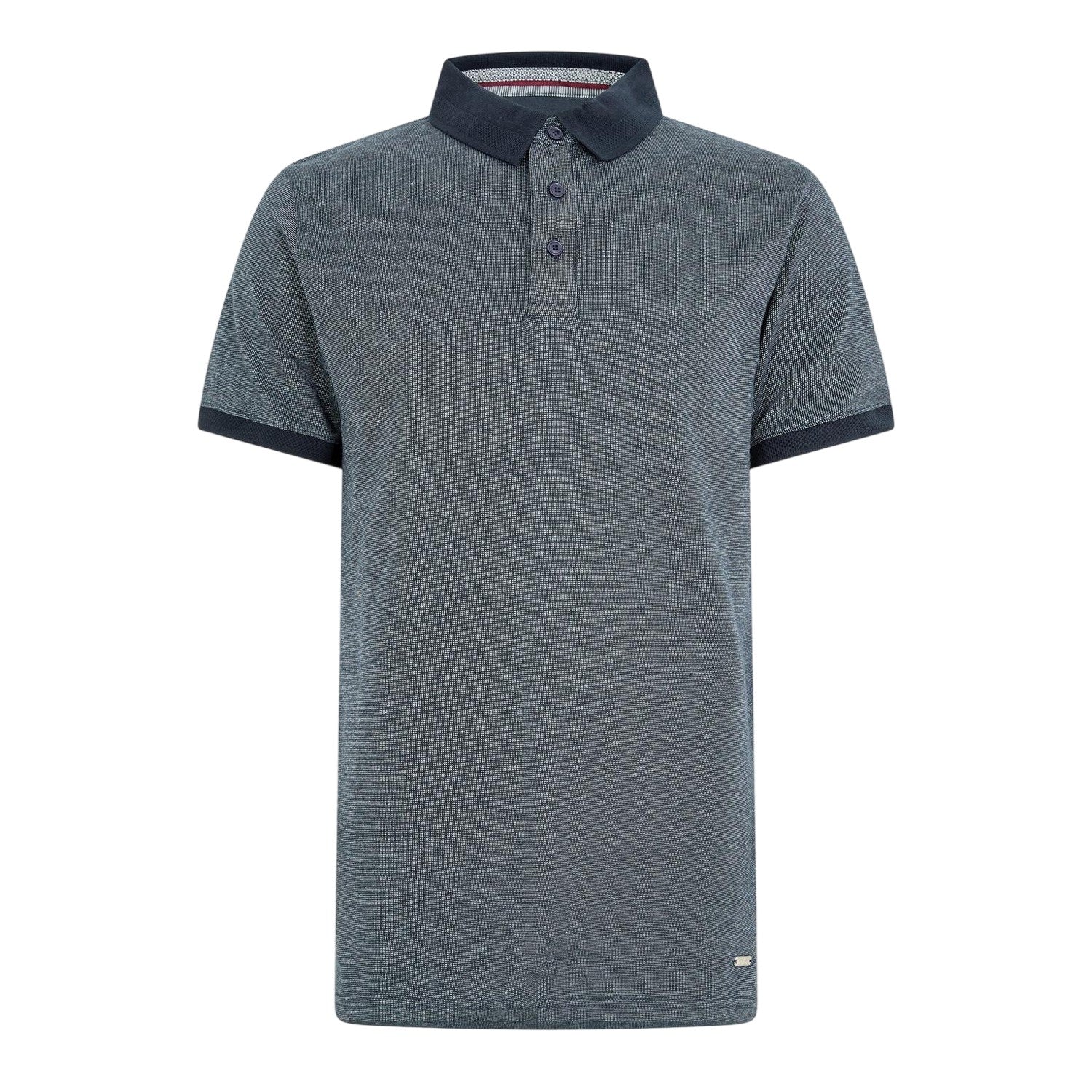 Navy - Front - Threadbare Mens Textured Ribbed Collar Polo Shirt
