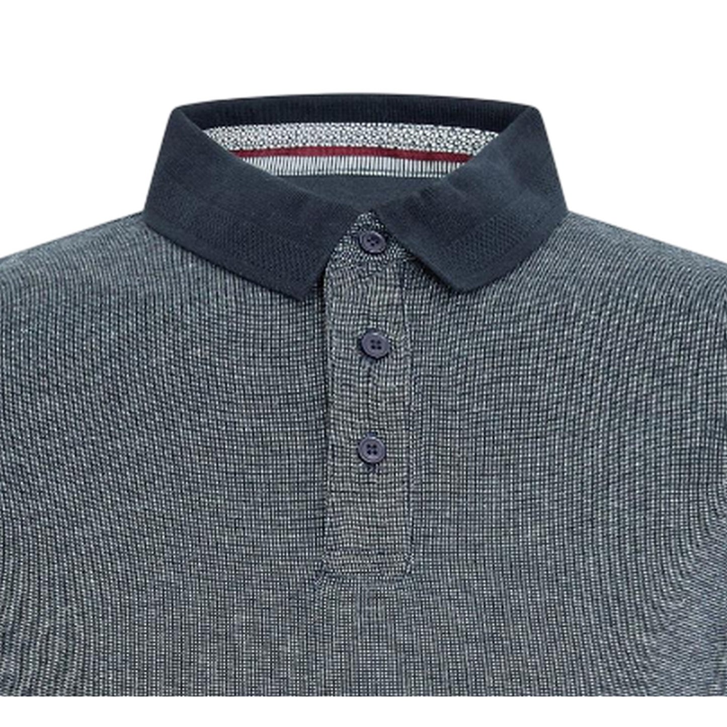 Navy - Side - Threadbare Mens Textured Ribbed Collar Polo Shirt