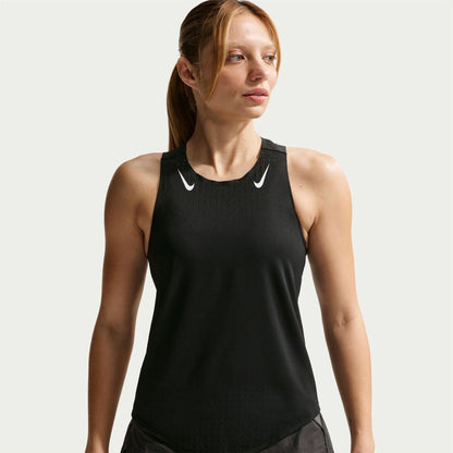 Black-White - Front - Nike Womens-Ladies Dri-FIT Running Vest Top