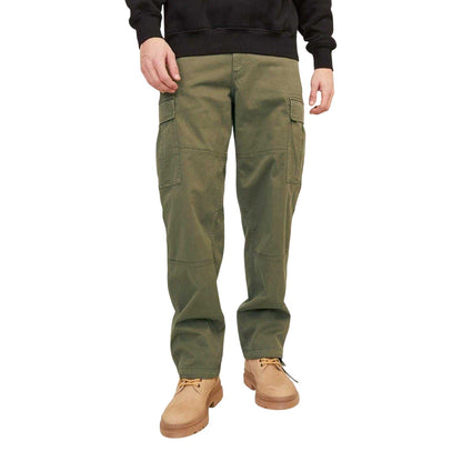 Dusty Olive - Front - Jack And Jones Mens Loose Cargo Trousers