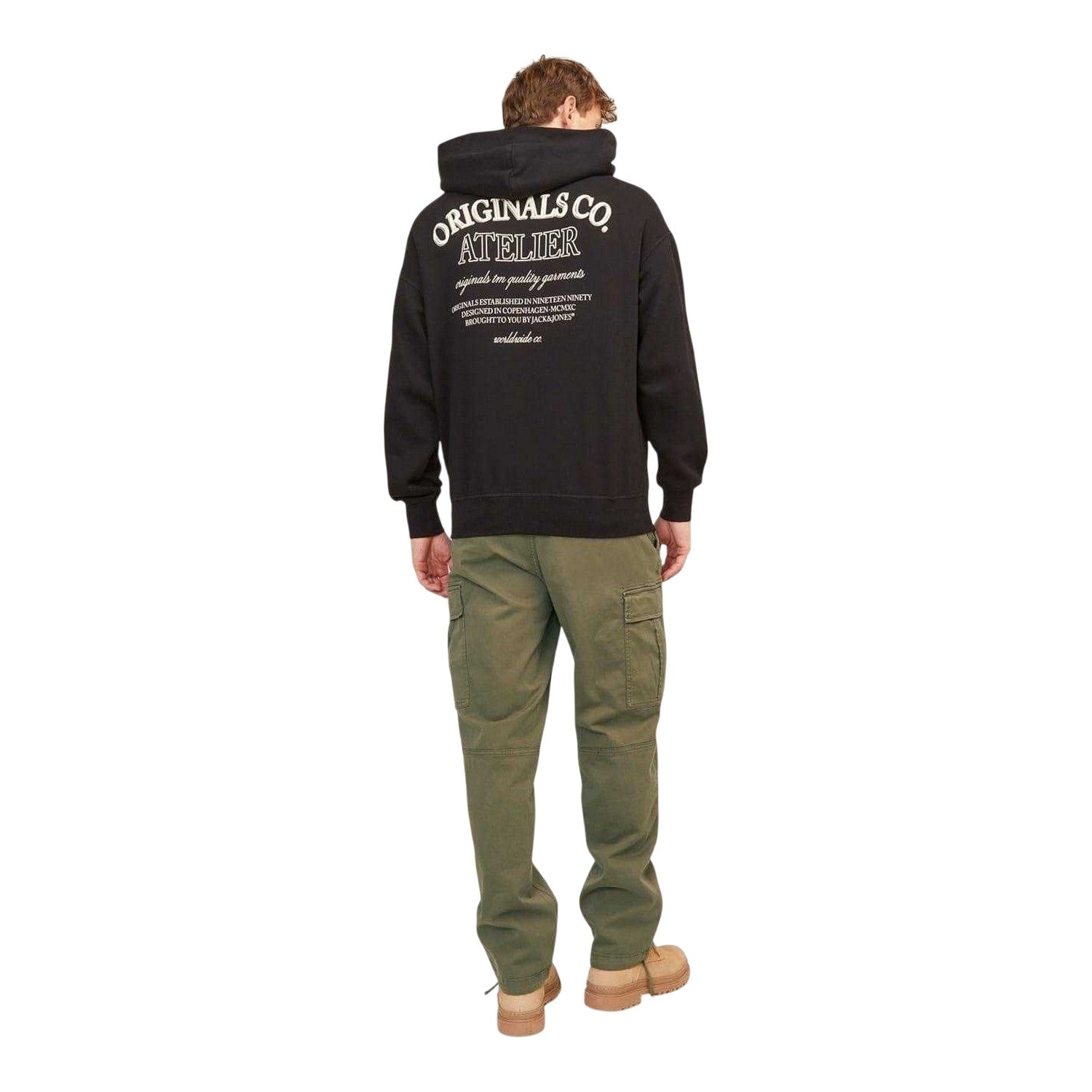Dusty Olive - Back - Jack And Jones Mens Loose Cargo Trousers