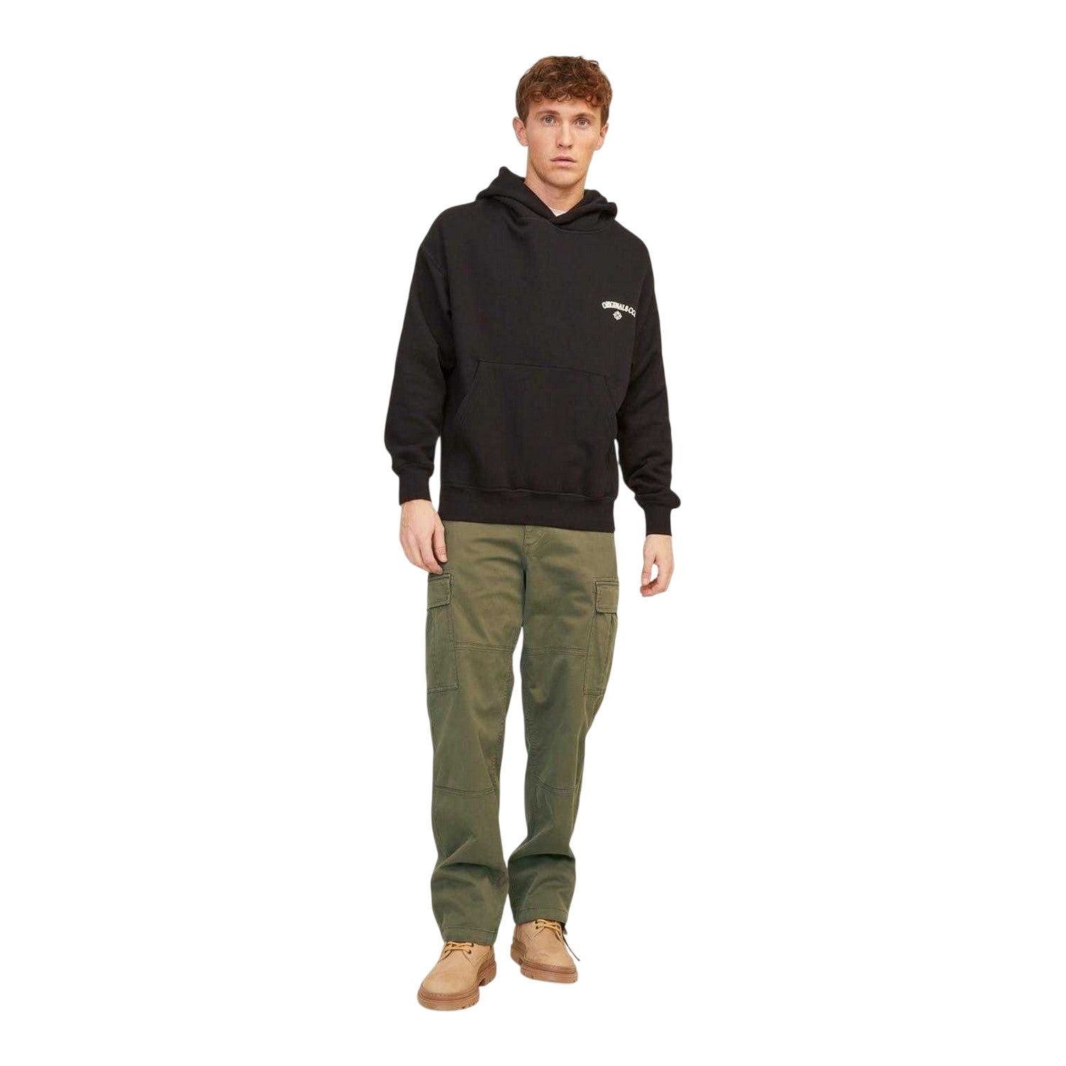 Dusty Olive - Side - Jack And Jones Mens Loose Cargo Trousers