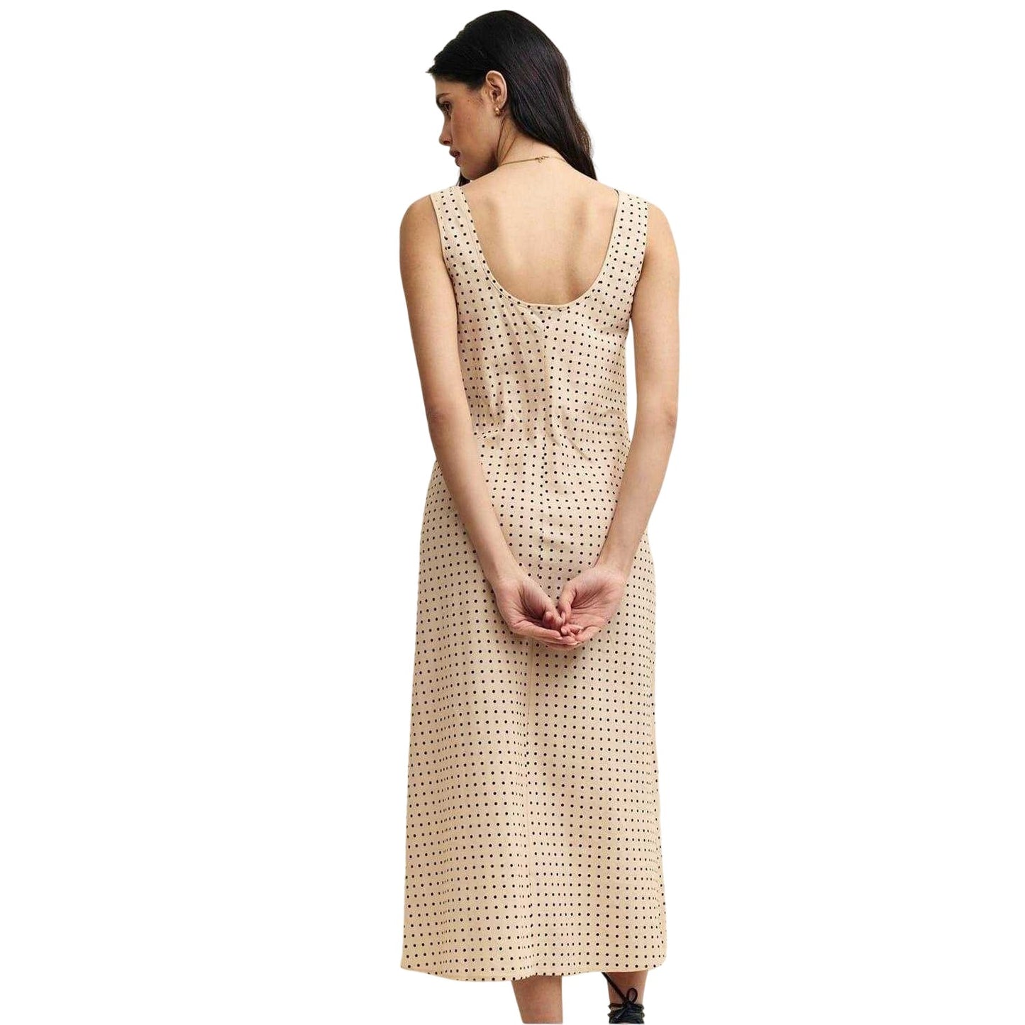 Cream - Back - Nobody´s Child Womens-Ladies Monika Polka Dot Scoop Neck Slip Dress