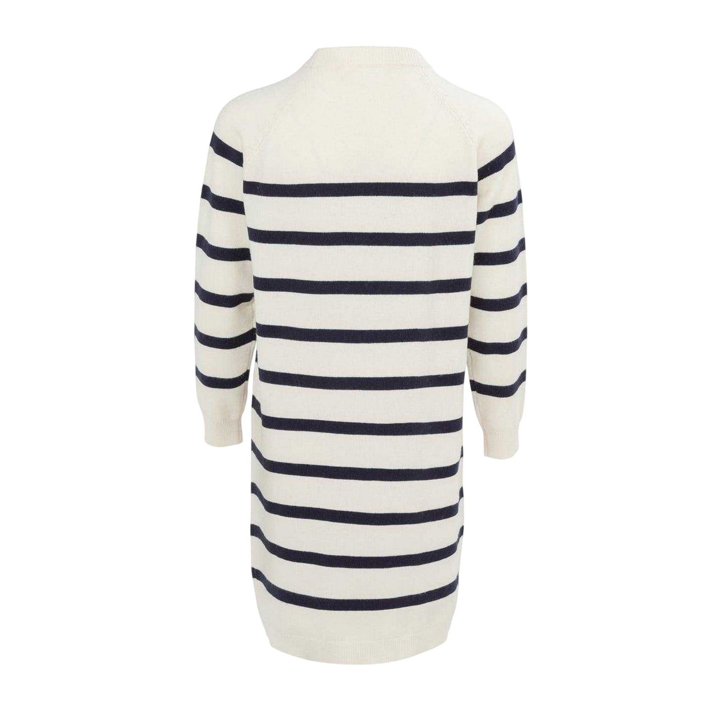 Black-White - Back - Miso Womens-Ladies Striped Knitted Mock Neck Jumper Dress