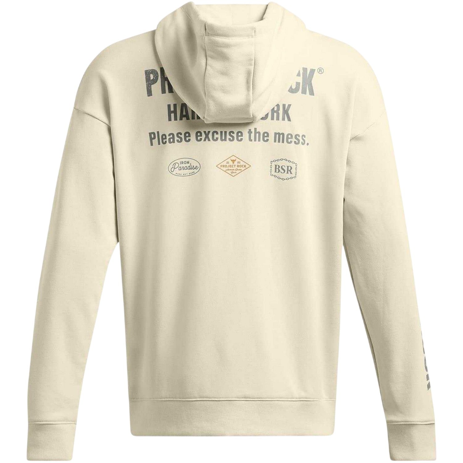 Brown - Back - Under Armour Mens Project Rock Graphic Print Relaxed Fit Full Zip Hoodie