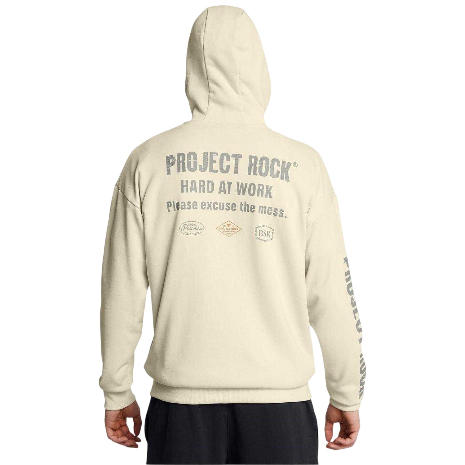 Brown - Side - Under Armour Mens Project Rock Graphic Print Relaxed Fit Full Zip Hoodie