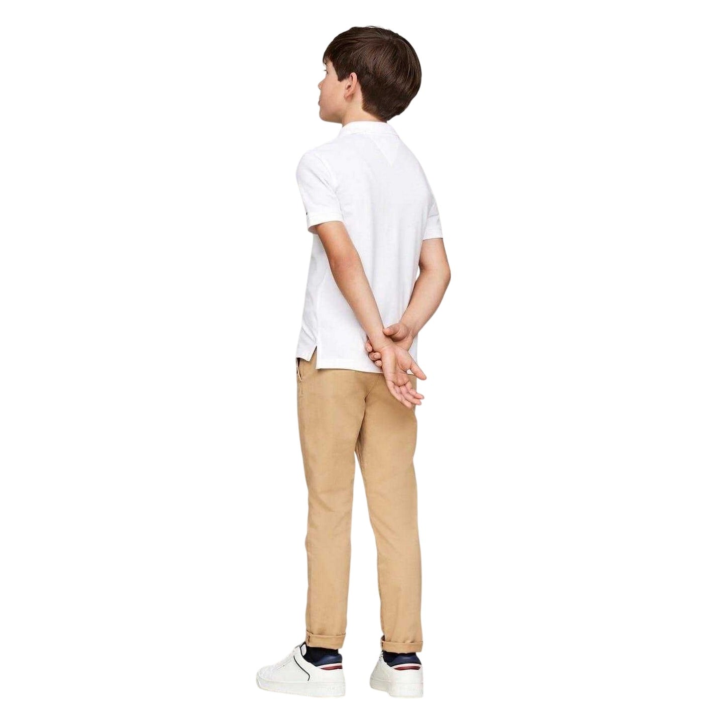 White - Back - Tommy Hilfiger Childrens-Kids Logo Polo Shirt