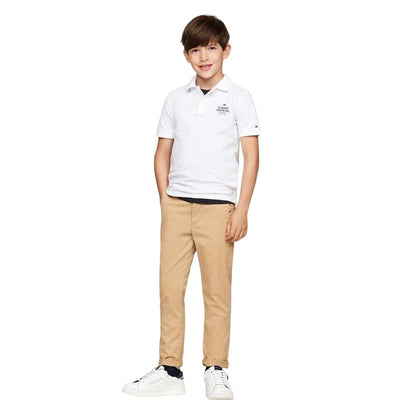 White - Lifestyle - Tommy Hilfiger Childrens-Kids Logo Polo Shirt