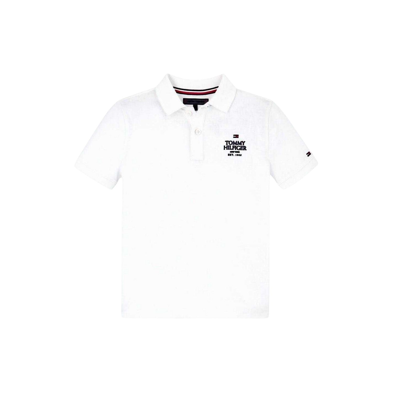 White - Front - Tommy Hilfiger Childrens-Kids Logo Polo Shirt