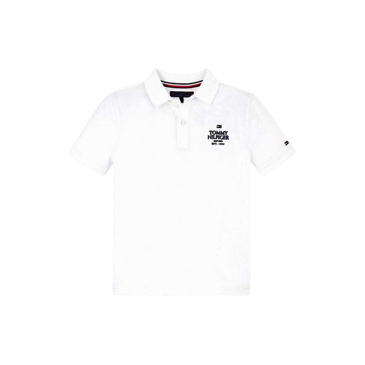 White - Front - Tommy Hilfiger Childrens-Kids Logo Polo Shirt