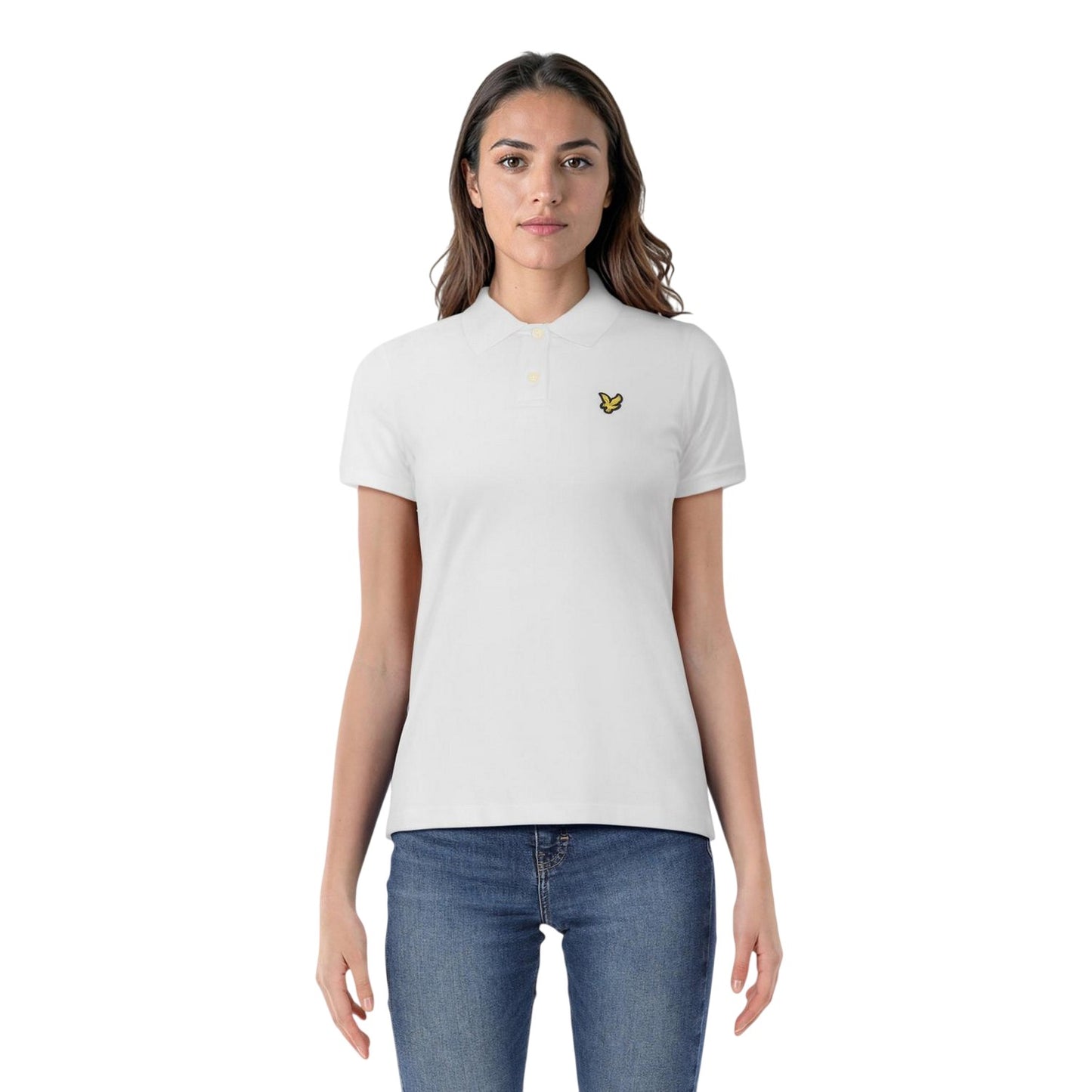 White - Side - Lyle & Scott Womens-Ladies Regular Short-Sleeved Polo Shirt
