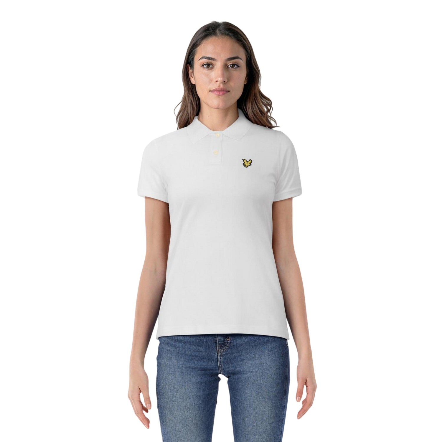 White - Side - Lyle & Scott Womens-Ladies Regular Short-Sleeved Polo Shirt