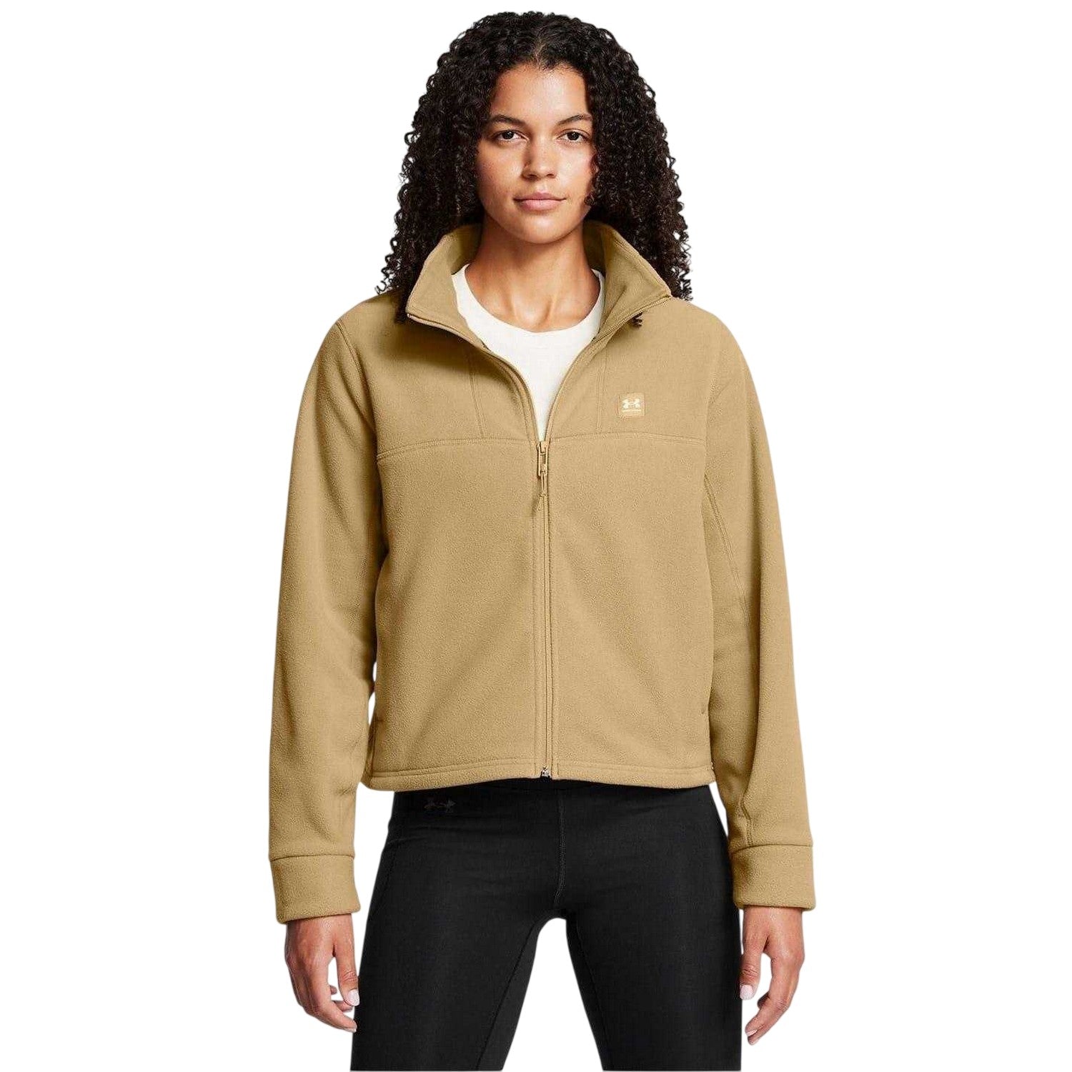 Brown - Lifestyle - Under Armour Womens-Ladies Expanse Fleece High Collar Full Zip Hoodie