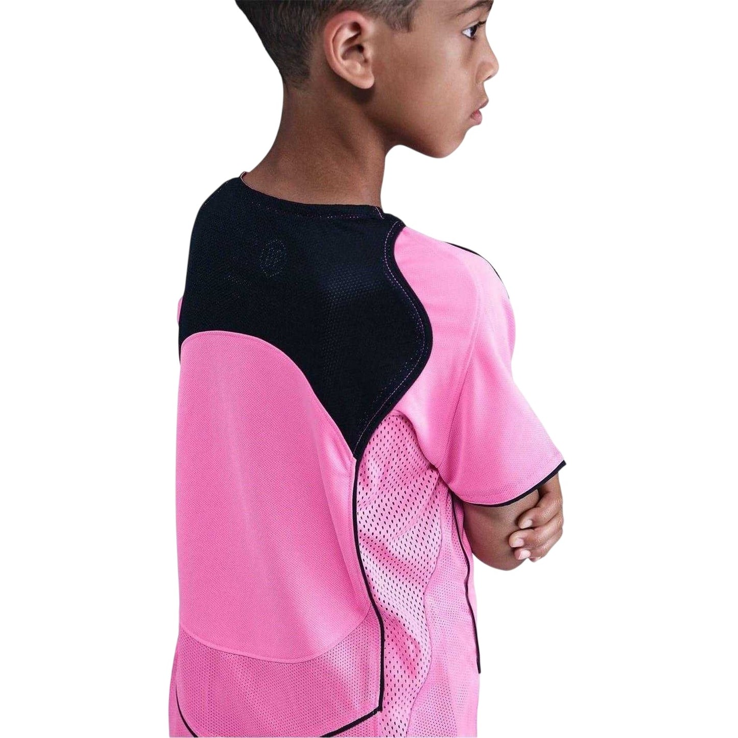 Playful Pink - Side - Nike Childrens-Kids T90 Piped Dri-FIT Jersey