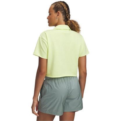 Yellow - Back - Under Armour Womens-Ladies Terrycloth Collared Polo Shirt