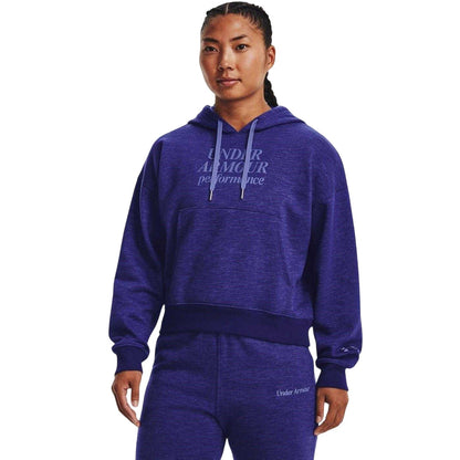 Blue - Side - Under Armour Womens-Ladies Essential Script Hoodie