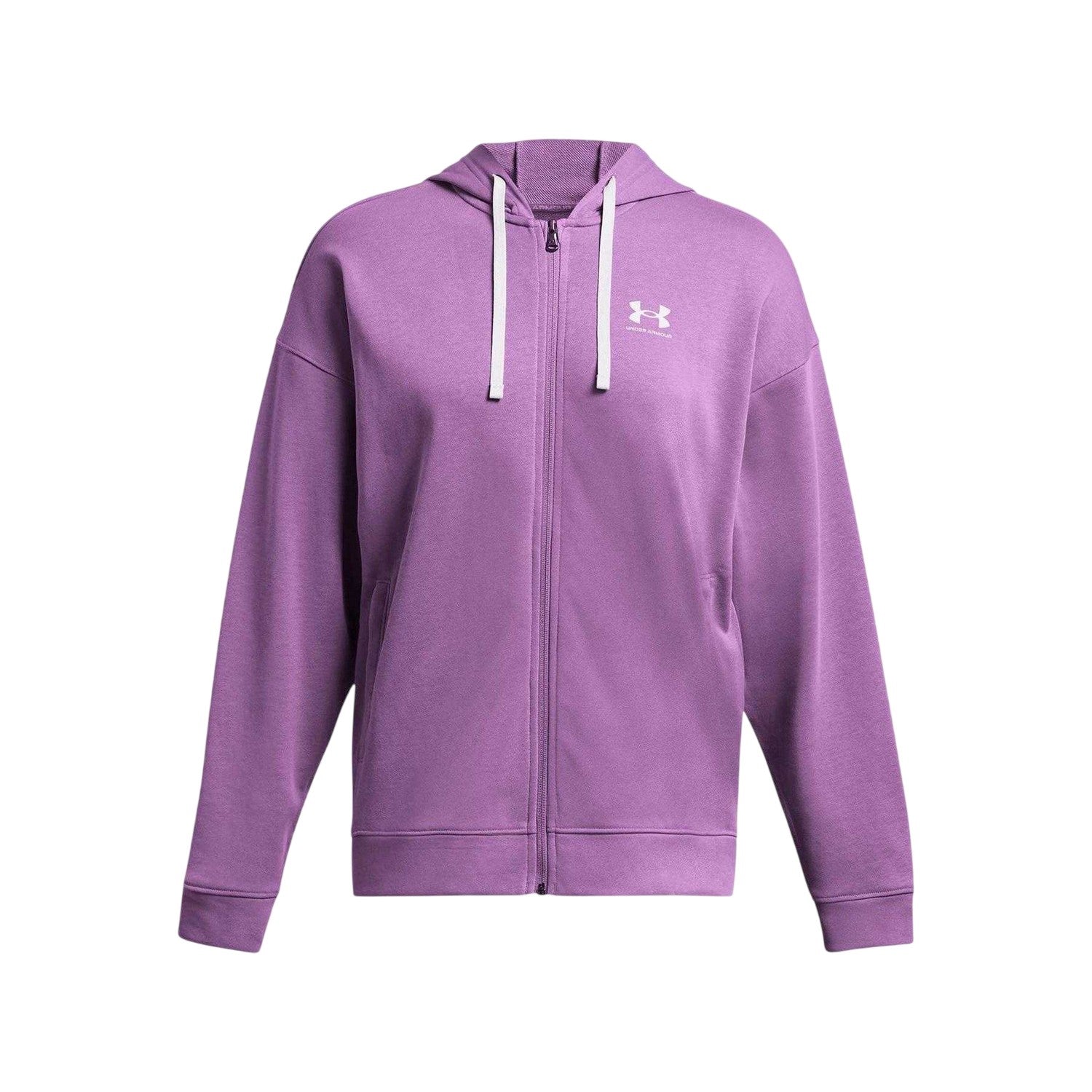 Purple - Front - Under Armour Womens-Ladies Rival Terry Oversized Full Zip Hoodie