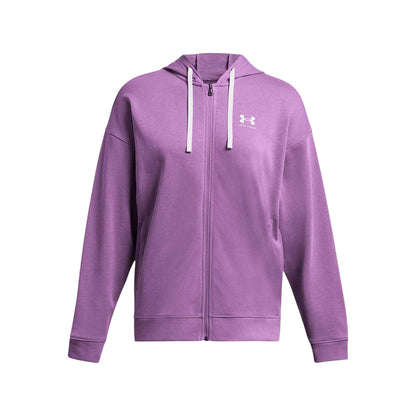 Purple - Front - Under Armour Womens-Ladies Rival Terry Oversized Full Zip Hoodie
