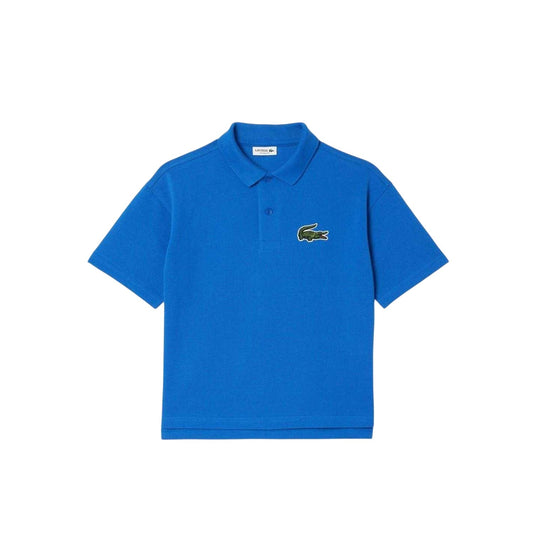 Blue - Front - Lacoste Childrens-Kids Logo Relaxed Fit Short-Sleeved Polo Shirt