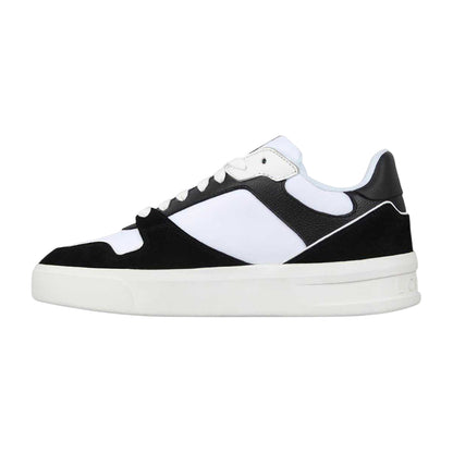 Black-White - Side - Loyalti Mens T-Clip Set Leather Lace Up Clip Trainers