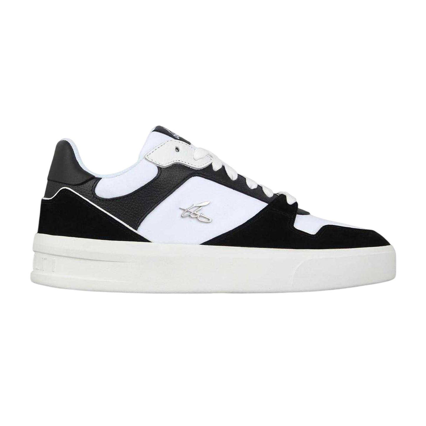 Black-White - Front - Loyalti Mens T-Clip Set Leather Lace Up Clip Trainers