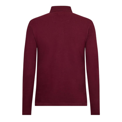 Burgundy - Back - Peter Werth Mens Glasby Long-Sleeved Polo Shirt