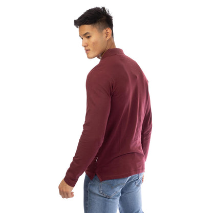 Burgundy - Side - Peter Werth Mens Glasby Long-Sleeved Polo Shirt