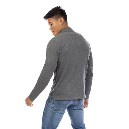 Dark Grey Marl - Back - Peter Werth Mens Glasby Long-Sleeved Polo Shirt