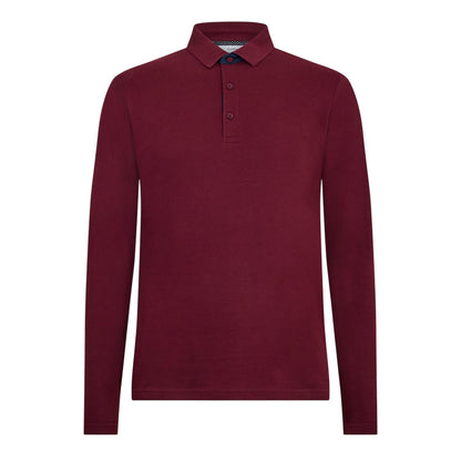 Burgundy - Front - Peter Werth Mens Glasby Long-Sleeved Polo Shirt