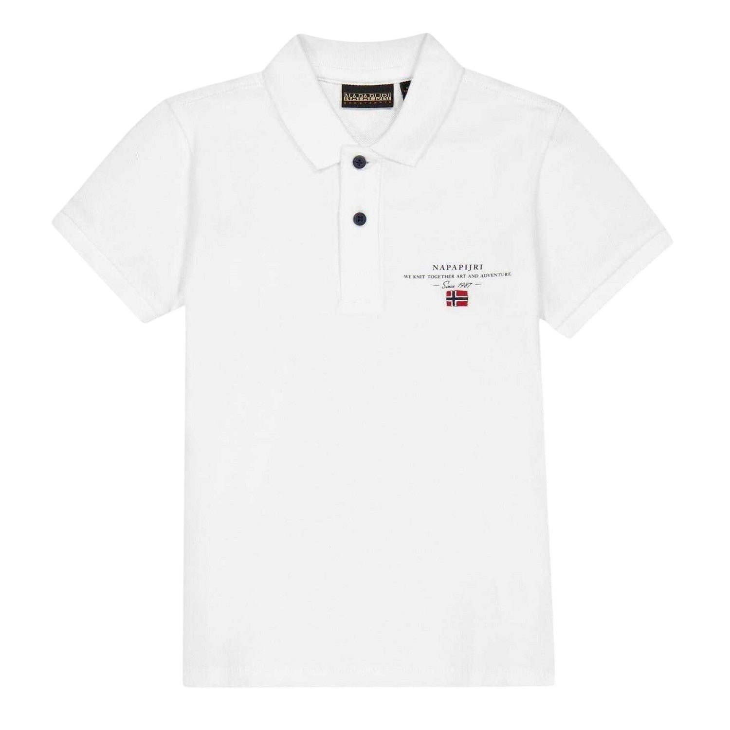 White - Front - Napapijri Childrens-Kids Elbas 5 Logo Polo Shirt